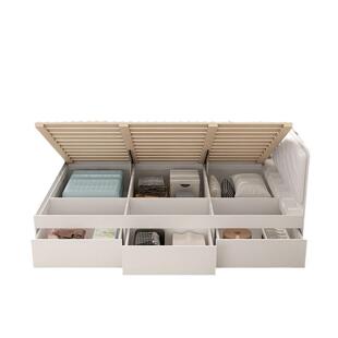 踏踏米省高箱板式小房间实木床板双人床空间现代简约榻榻米储物床