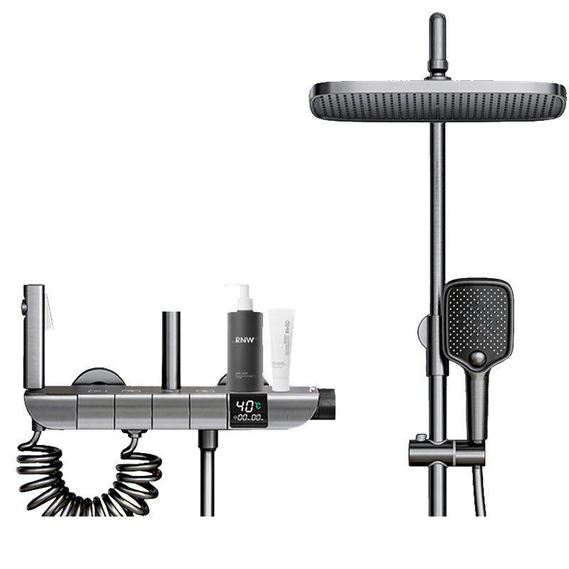 家用花洒套装恒温数显卫生间浴室卫浴白色全铜钢琴淋浴器全套