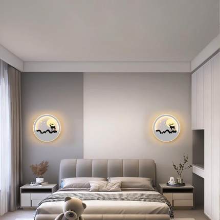 床头灯卧室网红2024新款LED北欧简约客厅主卧楼梯走廊背景墙壁灯