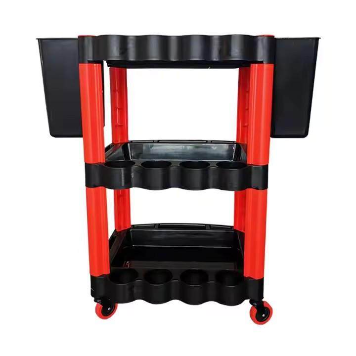 洗车店汽车汽修美容工具车推车塑料三层移动收纳小手推车架子