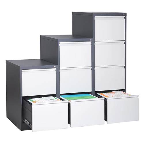 办公铁皮文件柜卡箱三斗矮柜钢制挂劳柜抽屉式带锁A4/FC储物柜子