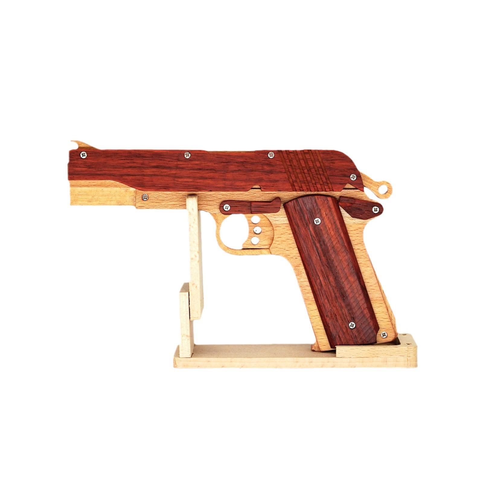 M1911实木皮筋枪玩具枪模型吃鸡木头枪儿童玩具材料包手枪