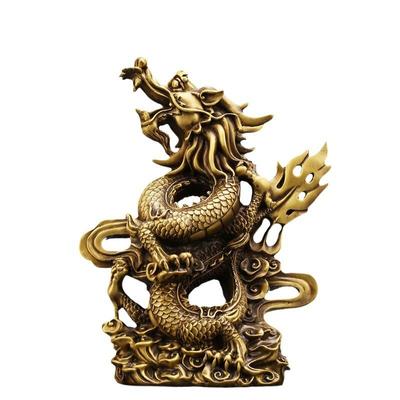 祥龙呈瑞黄铜摆件龙腾四海工艺品家居客厅装饰品办公室桌面铜摆饰