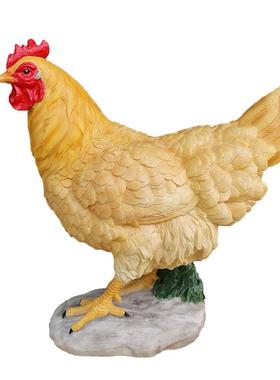 户外仿真公鸡摆件生肖鸡树脂工艺品花园装饰母鸡雕塑仿真动物模型