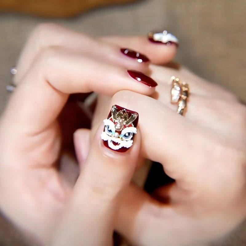安可拉红纯手工穿戴甲醒狮烟花高级显白ins小众氛围学生辣妹美甲,彩妆/香水/美妆工具,美甲工具,淘宝优惠券,粉丝福利购,淘宝优惠卷
