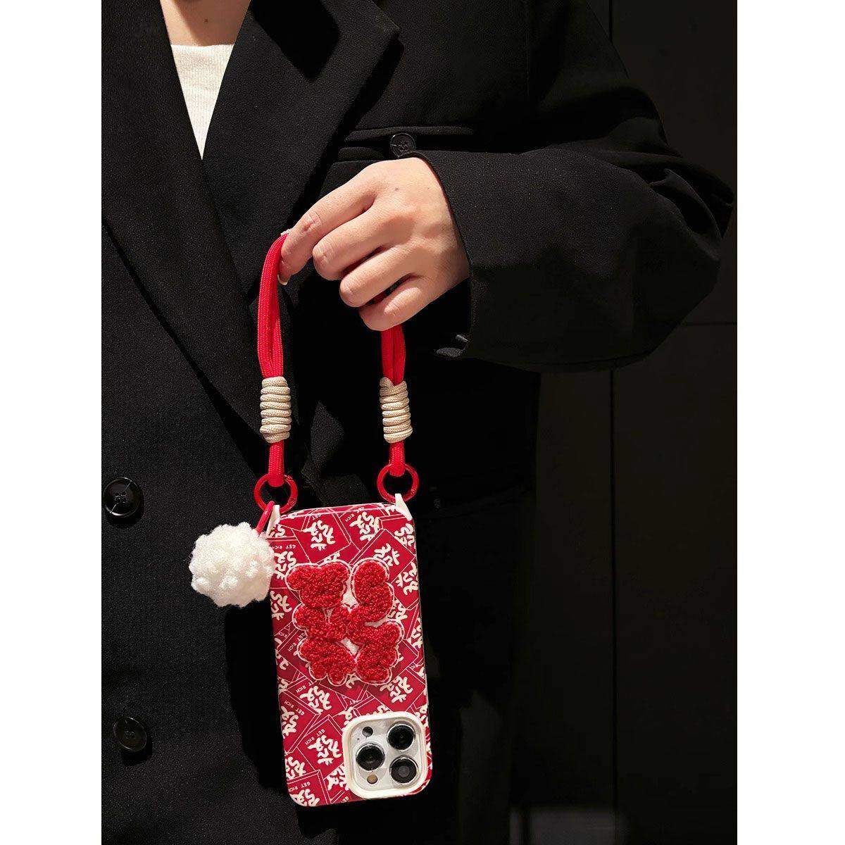 新年发财苹果16ProMax手机壳iPhone15Pro新13女12软14皮纹XR手绳,个性定制/设计服务/DIY,手机壳/保护套定制,淘宝优惠券,粉丝福利购,淘宝优惠卷