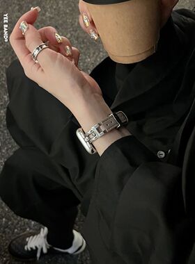 滑梯皮质蝴蝶扣iwatchs11手表带潮流适用Applewatch109se苹果表带