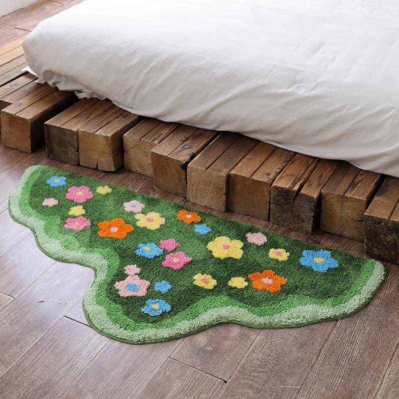 小单植绒地毯浴室垫卧室簇绒地毯客厅地毯机织苔藓地毯