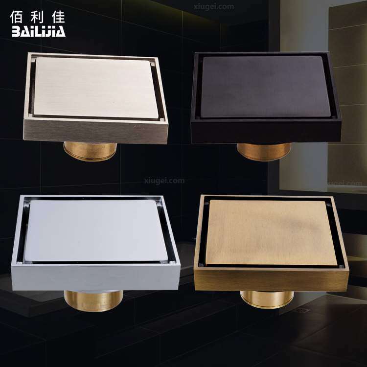 全铜隐形防臭地漏 仿古黑古电镀拉丝卫生间隐形铜地漏 瓷砖地漏