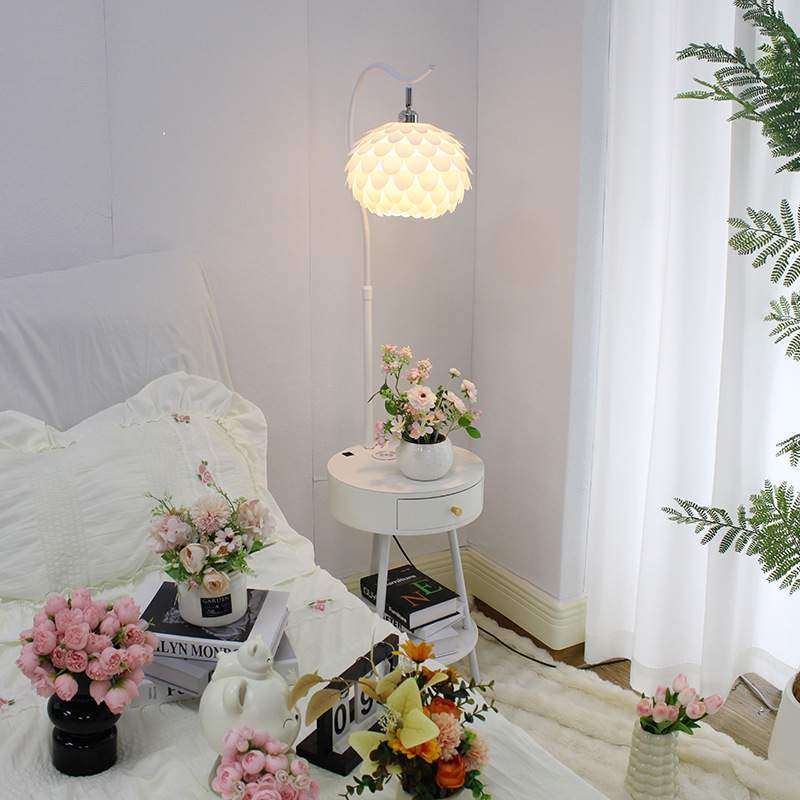 奶油风卧室落地灯床头柜台灯一体氛围感装饰置物架客厅沙发台灯,3C数码配件,USB灯,淘宝优惠券,粉丝福利购,淘宝优惠卷