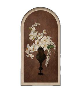 中古风花卉玄关装饰画法式复古走廊过道挂画级感入户门拱形壁画