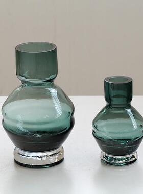 轻奢创意几何加厚玻璃花瓶鲜花干花客厅餐桌酒店软装家居简约摆件