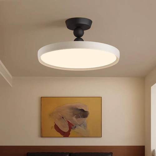 卧室书房吸顶灯中古风胡桃木色全光谱护眼浮光灯个性复古法式奶油