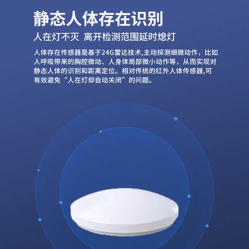 人在灯不灭led吸顶灯替换灯芯光源模组人体存在感应24G毫米波雷达