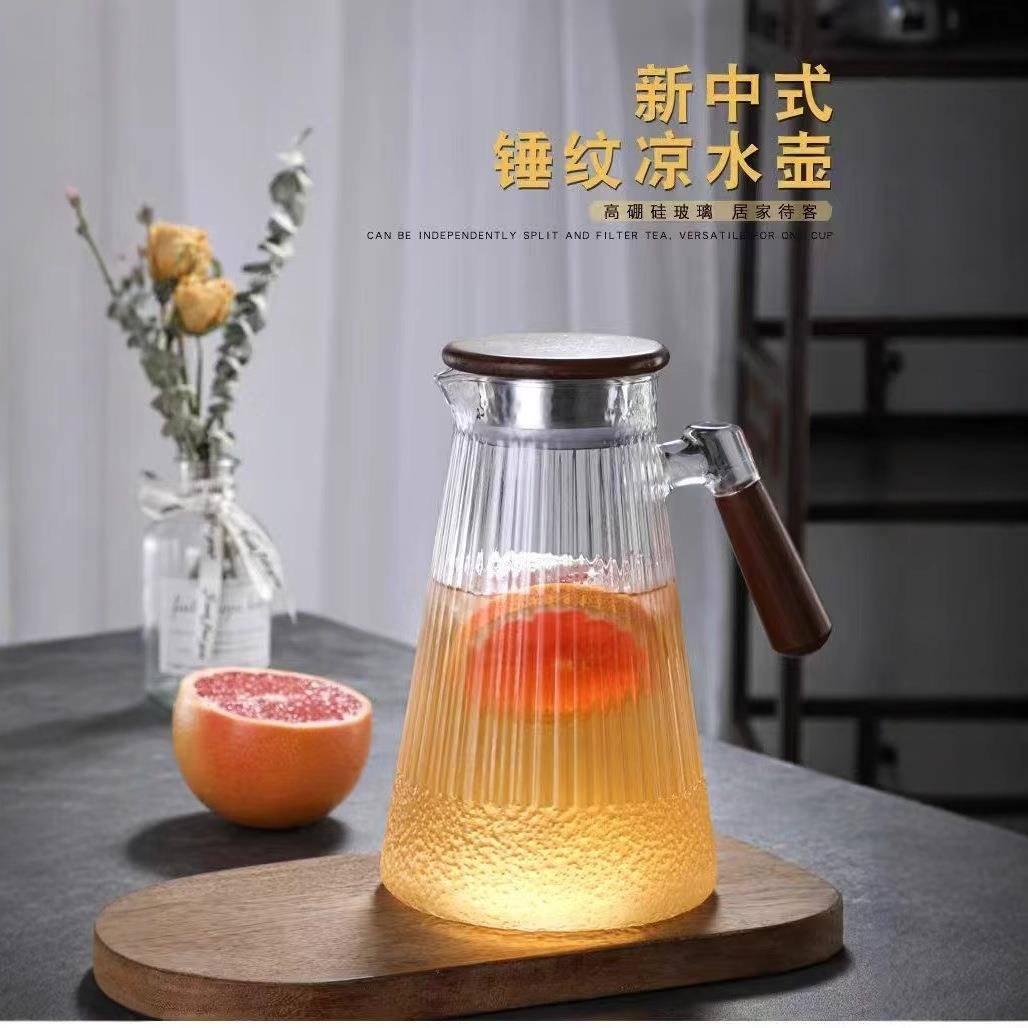 冷水壶高硼硅木把玻璃耐高温家用凉白开水杯耐热泡茶壶客厅凉水壶