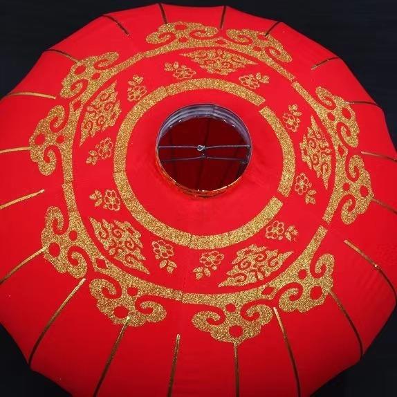 植绒铁口灯笼广告圆形户外元旦商场大门装饰大红宫灯欢度佳节