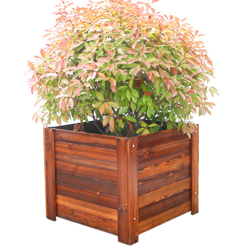 速发防腐木花箱户外庭院台r正方形碳化木制种树大花槽室外长方形