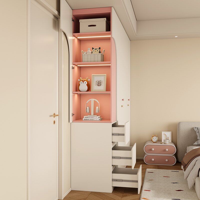 小户型儿童衣柜书柜一体组合储物柜女孩卧室衣橱转角柜子实木定制