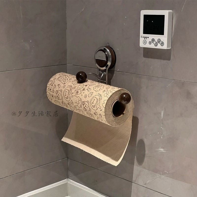 厨房纸巾架吸盘磁吸免打孔懒人抹布架墙上壁挂纸V巾架卫生间厕所
