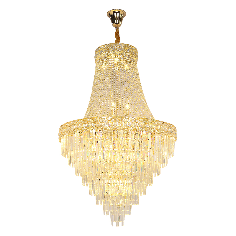 轻奢别墅中空复式楼大吊灯水晶大厅旋梯楼梯O后现代客厅酒店大堂