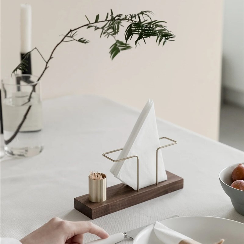 纸巾架榉木胡桃木立式酒店西餐厅民宿创意牙签餐巾桌面商用简约风