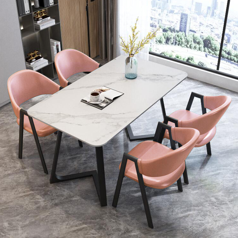 岩板餐桌桌椅组合洽谈s桌椅店铺长桌岩板小吃快餐店餐桌组合