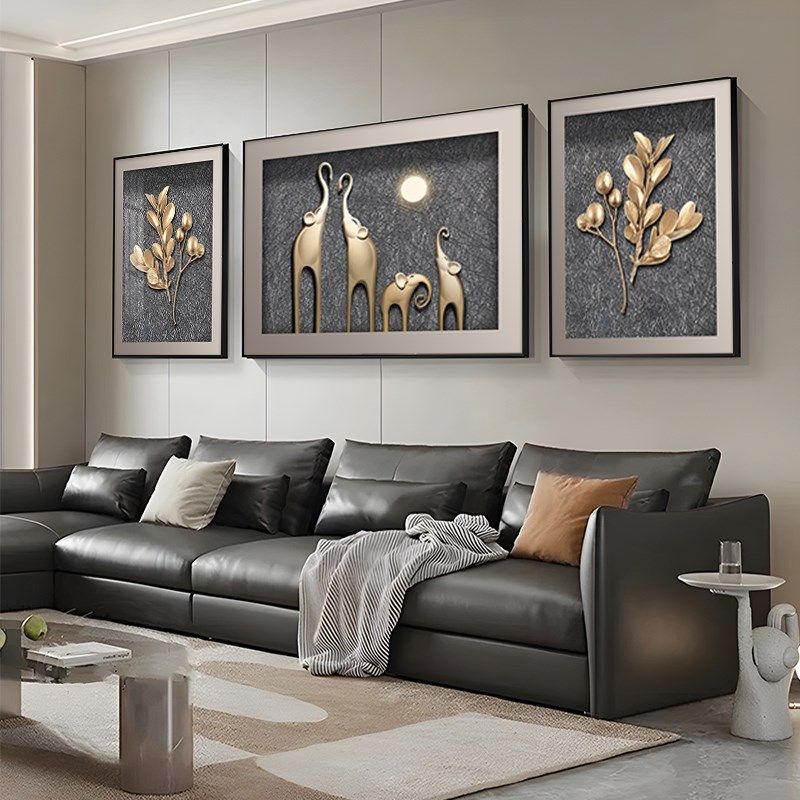 现代简约客厅装饰画沙发背景墙挂画2024新款高级感大气三联壁画,家居饰品,现代装饰画,淘宝优惠券,粉丝福利购,淘宝优惠卷