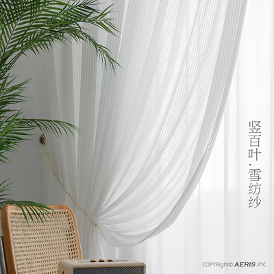 艾瑞丝窗帘 透光不透人雪纺白纱客厅阳台光影纱网红纱竖百叶纱帘
