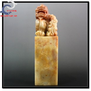 寿山石印章 金石篆刻 芙蓉石 鸿运当头瑞兽狮子章【裕和轩】E6-11