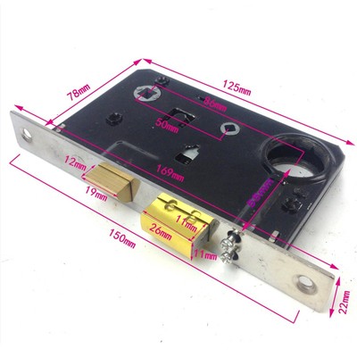 双门铜芯 申士牌9472A2铁门锁全铜锁芯老式插芯门锁 A2防盗拉环锁