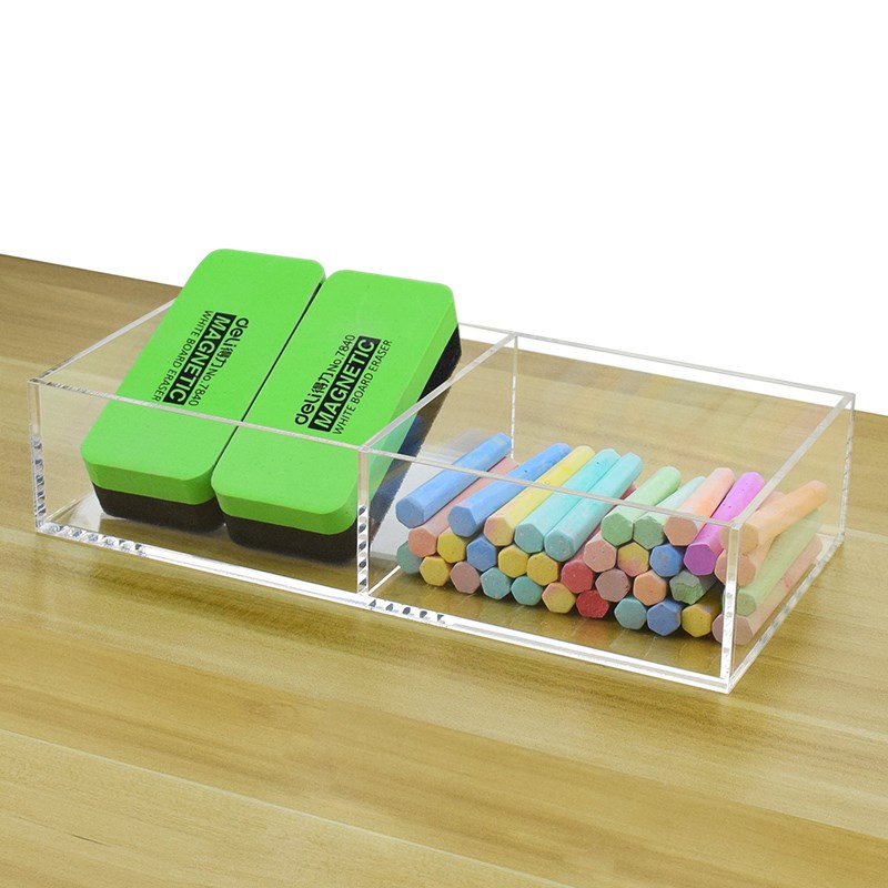 黑板粉笔盒收纳盒讲台教室讲桌杂物收q纳整理盒透明亚克力多功能