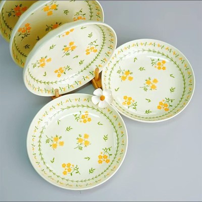 春日来信8英寸圆盘釉下彩家用深盘菜盘沙拉盘陶瓷碗碟大号菜盘