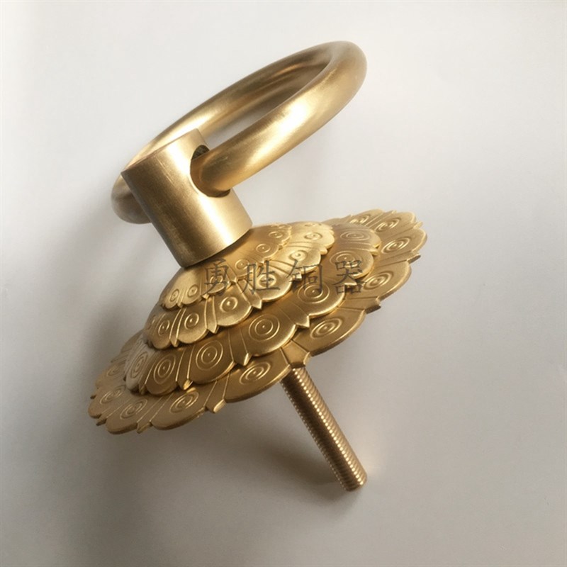 大门拉手仿古纯铜中式圆环铜把手门D环铜拉环黄铜古铜古黑色铜圆