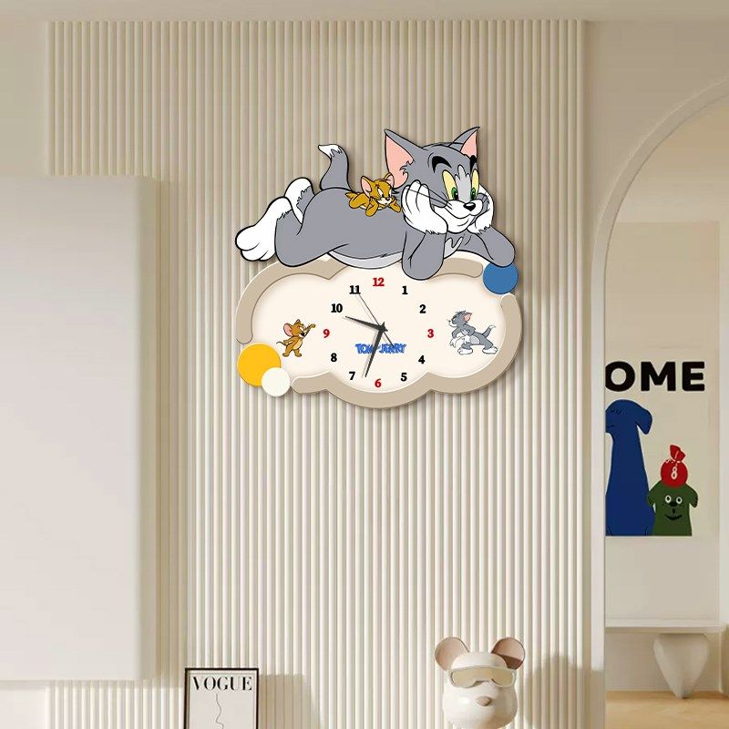 猫和老鼠电视背景墙挂表创意卡通钟表装饰画儿童房挂画静音时钟,家居饰品,钟表画/挂钟画,淘宝优惠券,粉丝福利购,淘宝优惠卷