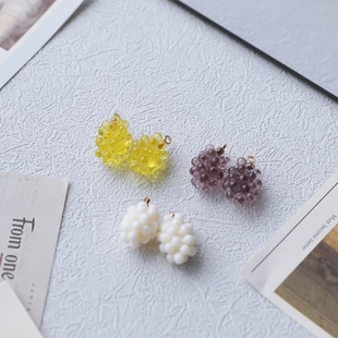 网红水果系列可爱清新树脂葡萄吊坠耳钉配件DIY手工基础材料