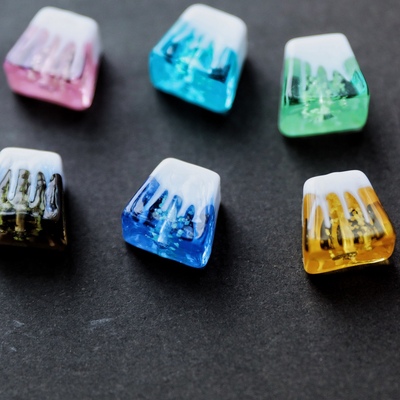 日系雪山富士山夜光琉璃珠