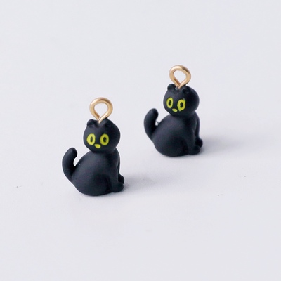 万圣节黑色树脂小猫咪吊坠