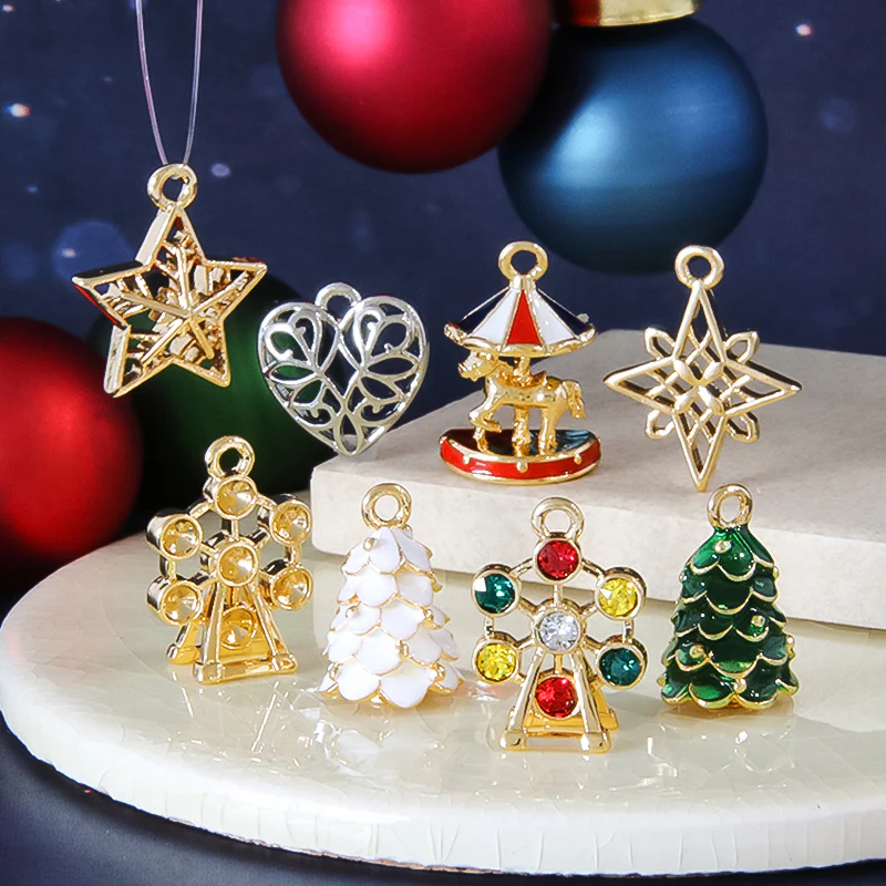 日本进口贵和KIWA圣诞树摩天轮旋转木马合金吊饰DIY挂件项链配件