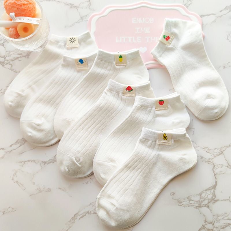 短袜女款白色卡通薄日系纯色船袜春夏季ins潮学院风韩版可爱袜子