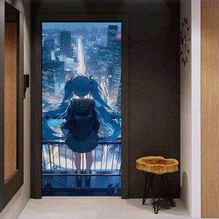 厕所门贴纸门贴墙防水自粘遮丑卫生间浴室定制木门卧室门衣柜