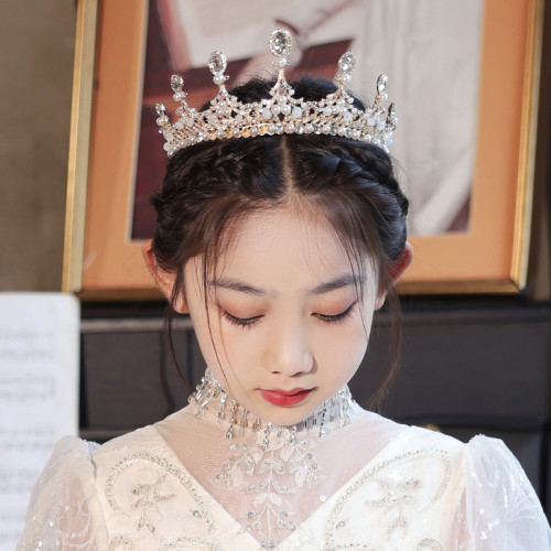 儿童皇冠发箍公主女童头饰生日走秀小女孩演出女宝宝金色水晶王冠