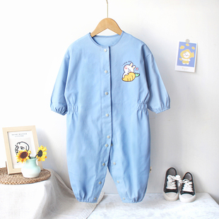 宝宝爬行罩衣纯棉全身儿童护衣秋冬洋气外穿连体衣婴儿防脏爬爬服