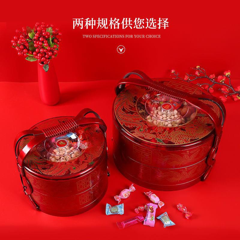 结婚双层手提盒女方新娘陪嫁嫁妆中国风糕点糖果食盒婚庆用品大全