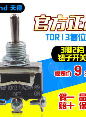 原装正台湾天得TEND 复位摇头钮子开关TOR13 3脚 250V 自动复位
