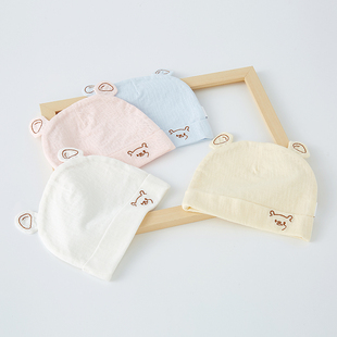 婴儿帽子春夏秋冬薄款透气纯棉新生婴幼儿0-3月骨6初生宝宝胎帽