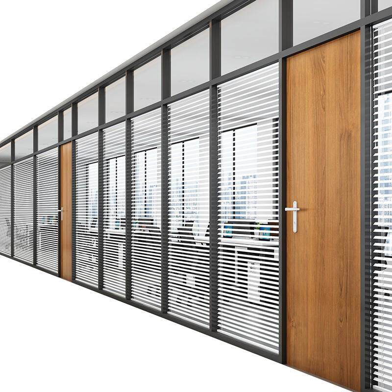 办公室玻璃隔断墙铝合金隔断内置百叶屏风双层钢化玻璃隔音隔断墙