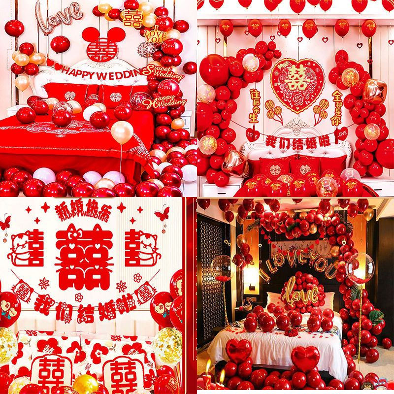 婚礼引路气球布置结婚农村路边装饰婚房路引立柱支架迎宾室外场景