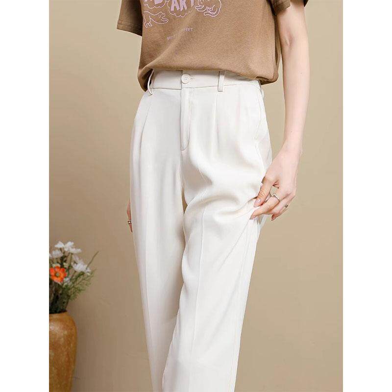 韩版冰丝西装裤女士2024新款烟管裤垂感高级感通勤休闲西装裤夏薄