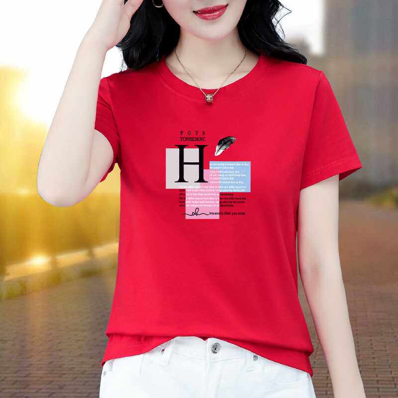 韩国正肩短袖t恤女夏季2024年女装灰色衣服短款体恤纯棉夏装上衣