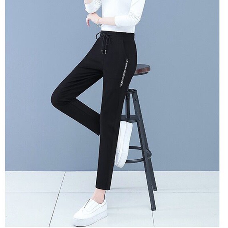 九分休闲运动裤女宽松韩国2024春夏新款冰丝裤大码薄款港风哈伦裤